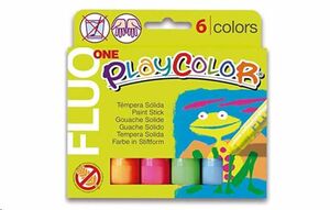 Témpera sólida en barra fluor caja 6 colores Playcolor