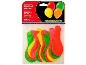 Globos fluorescentes bolsa de 15 unidades colores surtidos