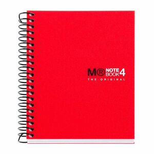 Cuaderno espiral microperforado DIN A7 100 hojas cuadrícula tapa polipropileno rojo Miquelrius