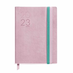 Agenda anual 2023 Miquelrius Día Página encuadernada 120x168mm Journal rosa pastel