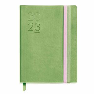 Agenda anual 2023 Miquelrius Día Página encuadernada 120x168mm Journal verde pastel