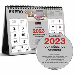 Calendario de sobremesa 2023 Miquelrius A5 números grandes Basic gris