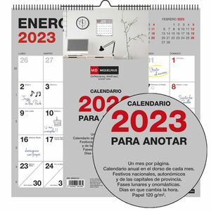 Calendario de pared 2023 Miquelrius 30x30cm para anotar Basic