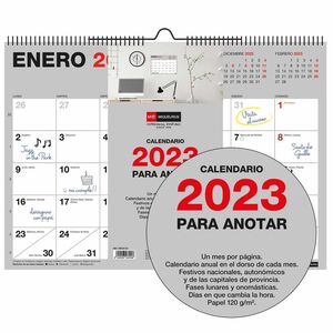Calendario de pared 2023 Miquelrius A3 para anotar Basic gris