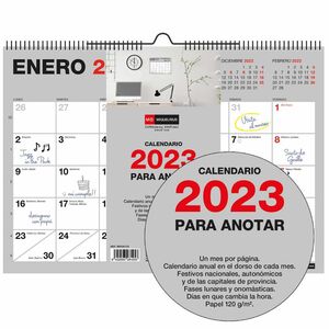 Calendario de pared 2023 Miquelrius A4 para anotar Basic gris