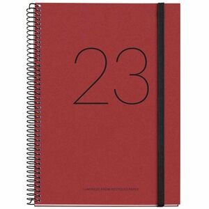 Agenda anual 2023 Miquelrius Día/Página espiral 15,5x21,3cm Recycled Rojo