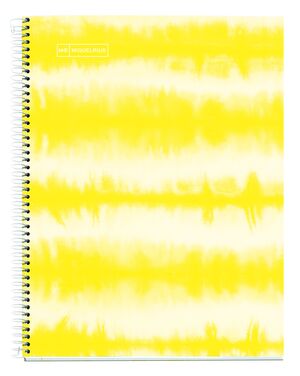 Cuaderno espiral microperforado 120 hojas DIN A4 cuadrícula 5x5 Tie Dye Amarillo neón Miquelrius