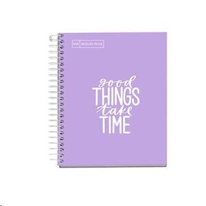Cuaderno microperforado 100 hojas Din A6 cudricula 5x5 Messages good THINGS take Time lavanda