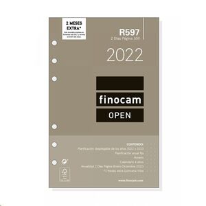RECAMBIO AGENDA 2022 FINOCAM OPEN R597 2 DIAS PAGINA REF 71160022