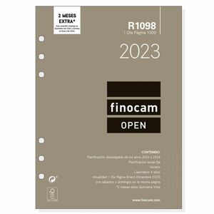 Recambio agenda 2023 Finocam Día Página 155x215mm Open