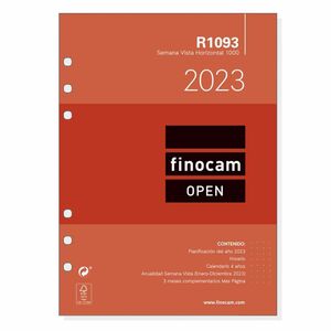 Recambio agenda 2023 Finocam Semana Vista Horizontal 155x215mm Open