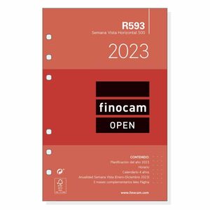 Recambio agenda 2023 Finocam Semana Vista Horizontal 117x181mm Open