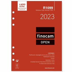 Recambio agenda 2023 Finocam Semana Vista Vertical 155x215mm Open