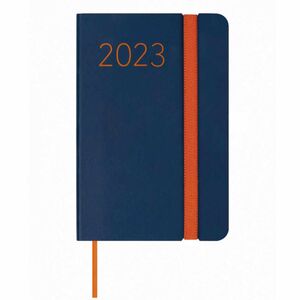 Agenda anual 2023 Finocam Flexi Lisa Encuadernada Semana Vista Horizontal 82x127mm Azul