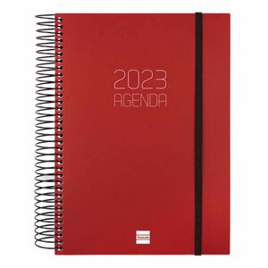 Agenda anual 2023 Finocam Opaque Espiral Día Página 15x21cm Burdeos