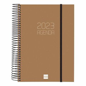 Agenda anual 2023 Finocam Opaque Espiral Día Página 15x21cm Marrón