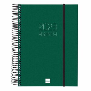 Agenda anual 2023 Finocam Opaque Espiral Día Página 15x21cm Verde