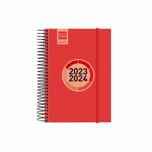 Agenda 23/24 espiral Día Página 120x171mm Espir Label Rojo Finocam