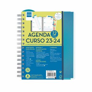 Agenda docente magistral 23/24 espiral Semana Vista Horizontal 155x212mm Personalizable azul Finocam
