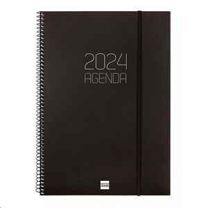 Agenda 2024 Espiral S/V Din A4 Opaque Negro E40 Finocam