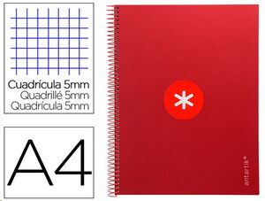 Cuaderno Antartik frambuesa microperforado Din A4 cuadricula 5x5 80 hojas