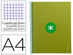 Cuaderno Antartik verde microperforado Din A4 cuadricula 5x5 80 hojas