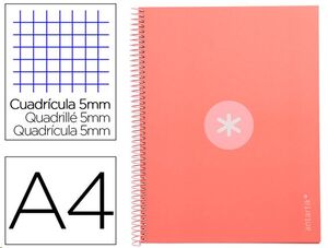 Cuaderno Antartik rosa microperforado Din A4 cuadricula 5x5 80 hojas