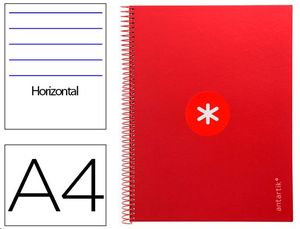 Cuaderno espiral Liderpapel  A4 Micro ANTARTIK Tapa forrada 80h 90 gr horizontal 1 Banda 4 Taladros color Frambuesa 