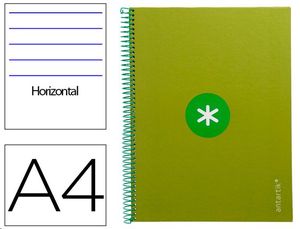 Cuaderno espiral A4 micro liderpapel antartik tapa forrada 80h 90g 1 banda 4 taladros color verde1 BANDA 4 TALADROS COLOR VERDE.