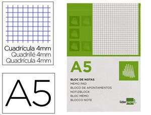 Bloc notas A5 cuadricula 4mm 80 hojas  