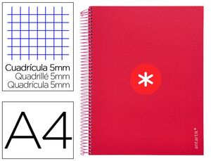 Cuaderno Antartik frambuesa microperforado A4 cuadricula 5x5 120 hojas 100 grs