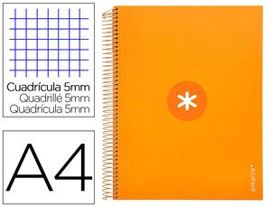 Cuaderno Antartik mostaza microperforado A4 cuadricula 5x5 120 hojas 100 grs