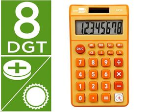 Calculadora de bolsillo 8 dígitos solar y pilas color naranja by Liderpapel