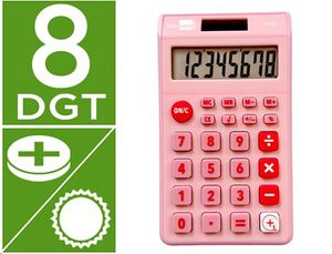 Calculadora de bolsillo 8 dígitos solar y pilas color rosa by Liderpapel