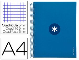 Cuaderno Antartik azul marino microperforado A4 cuadricula 5x5 120 hojas 100 grs