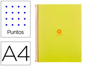 Cuaderno Antartik amarillo rayado de puntos A4 microperforado 80 hojas