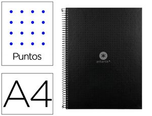 Cuaderno Antartik negro rayado de puntos A4 microperforado 80 hojas