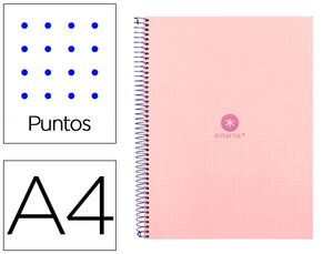 Cuaderno Antartik rosa rayado de puntos A4 microperforado 80 hojas