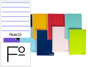 Cuaderno espiral tamaño folio pauta estrecha 2,5 80 hojas papel 60 grs tapas blandas de carton