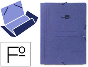 Carpeta carton folio 3 solapas y gomas color azul