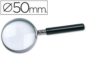 Lupa cristal 50 mm aro metálico mango de plástico