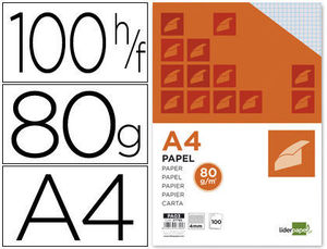 PAPEL A4 80GRS CUADRICULA 4 MM SIN MARGEN PAQUETE 100 HOJAS