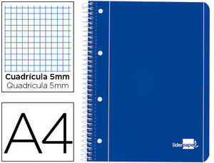 Cuaderno espiral microporforado Din A4 80 hojas 5x5 tapa blanda serie azul