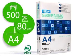 Papel Din A4 80 gramos Greening paquete 500 hojas