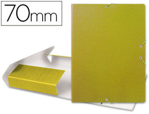 Carpeta proyectos folio lomo 7 cm cierre gomas carton gofrado amarillo