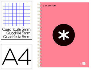 Cuaderno Antartik rosa microperforado A4 cuadricula 5x5 120 hojas 100 grs