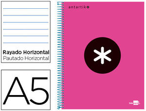 Cuaderno Antartik rosa microperforado A5 horizontal 120 hojas 100 grs