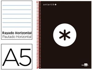 Cuaderno Antartik negro microperforado A5 horizontal 120 hojas 100 grs