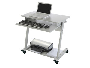 Mesa ordenador rocada rd-9100 sistema bloqueo con ruedas estructura metalica con bandeja teclado extraible