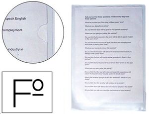 Dossier uñero angulo recto folio plastico 180 micras transparente